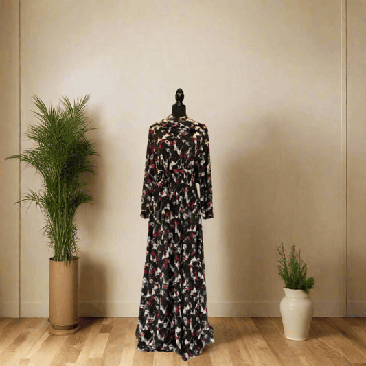 Emerald Raiment Abaya | Scarf Contrast Palette Outer Abaya - abaya abaya + scarf set bf-discount-50 black georgette pink spring summer Winter '23 PK Collection