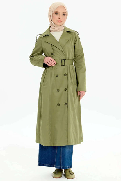 Emerald Raiment Coat Khaki Epaulette Trench Coat - bf-discount-20 coat fall Summer '24 TK Collection TK Summer '24 Collection turkish winter