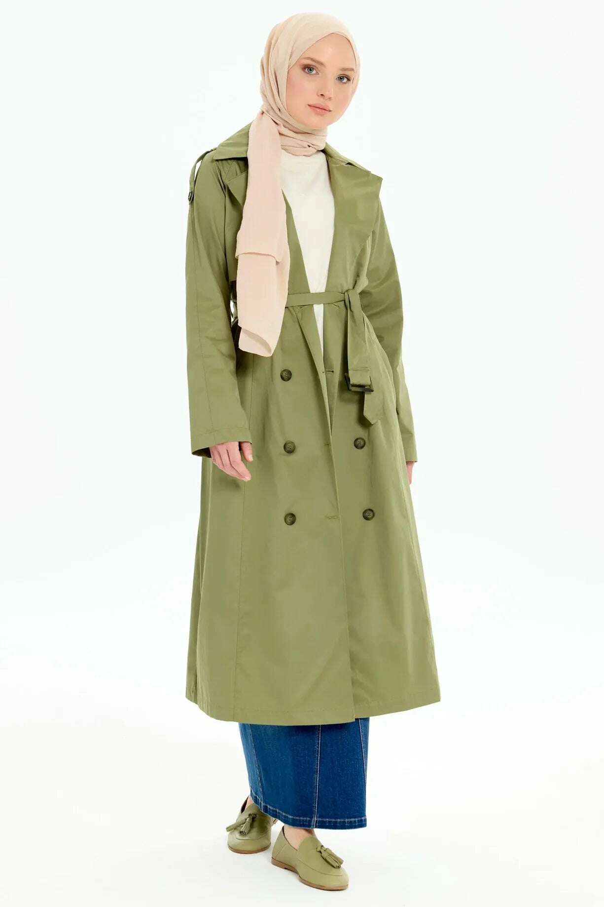 Emerald Raiment Coat Khaki Epaulette Trench Coat - bf-discount-20 coat fall Summer '24 TK Collection TK Summer '24 Collection turkish winter