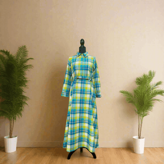 Emerald Raiment Maxi Dress Lime Blue Plaid Maxi Dress - bf-discount-20 fall long dress maxi spring Summer '24 PK Collection winter