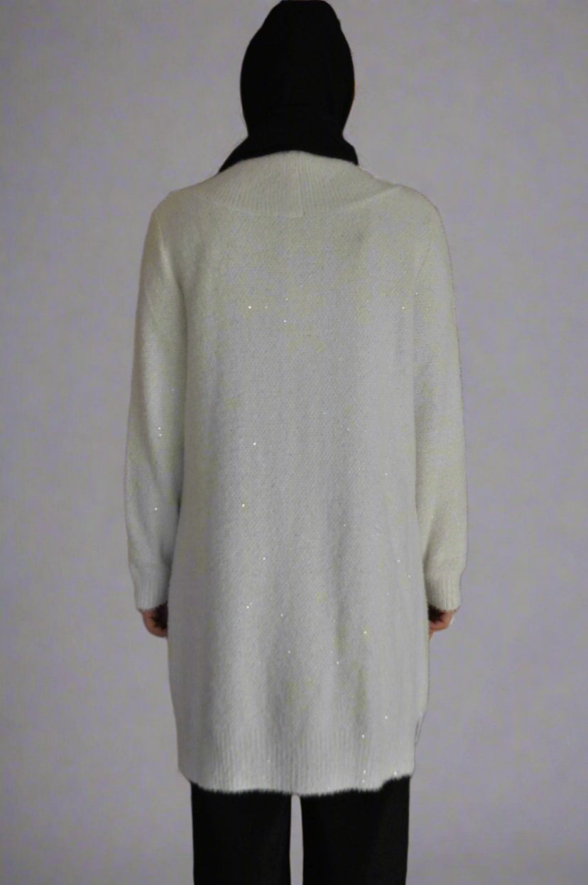 Emerald Raiment Sweater White Sands Sweater Dress - beige bf-discount-20 FW '24 knit shimmer sweater winter wool