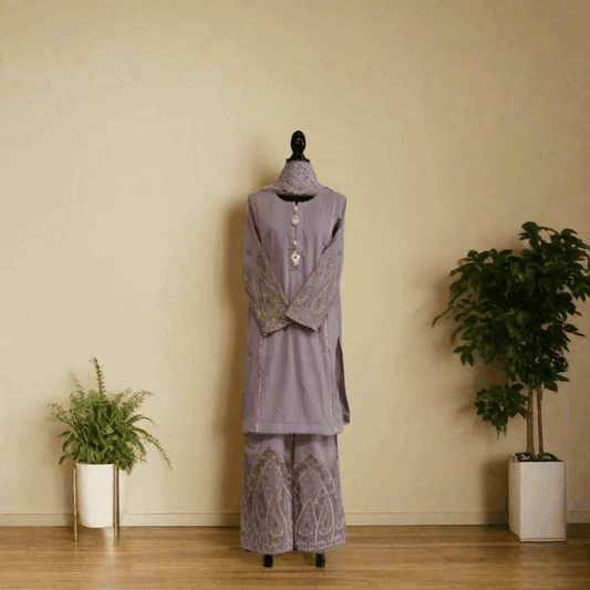 Emerald Raiment Three Piece Suits Lavender Dew Three-Piece Set - bead bf-discount-50 doria formal lawn lilac three piece Winter '23 PK Collection